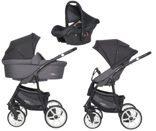 Riko Basic Sport 3in1 Multifunktionskinderwagen + Tasche - Grau