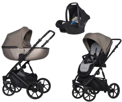 Riko Nesa 3in1 multifunktionaler Kinderwagen + Tasche - Nougat