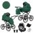 Kunert ROMANTIC 3in1 Multifunktionaler Retro-Kinderwagen - Grün (schwarzes Gestell)