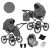 Kunert ROMANTIC 3in1 Multifunktionaler Retro-Kinderwagen - Dunkelgrau (schwarzes Gestell)