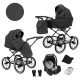 Kunert ROMANTIC 3in1 Multifunktionaler Retro-Kinderwagen - Grau (schwarzes Gestell)
