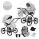 Kunert ROMANTIC 3in1 Multifunktionaler Retro-Kinderwagen - Hellgraues ECO-Leder (schwarzes Gestell)