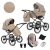 Kunert ROMANTIC 3in1 Multifunktionaler Retro-Kinderwagen - Cappucino ECO Leder (schwarzes Gestell)