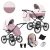 Kunert ROMANTIC 3in1 Multifunktions-Retro-Kinderwagen - Pink ECO Leather (schwarzer Rahmen)