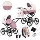 Kunert ROMANTIC 3in1 Multifunktions-Retro-Kinderwagen - Pink ECO Leather (schwarzer Rahmen)