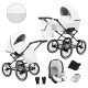 Kunert ROMANTIC 3in1 Multifunktions-Retro-Kinderwagen - Weißes ECO-Leder (schwarzer Rahmen)