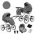 Kunert ROMANTIC Exclusive 3in1 Multifunktions-Retro-Kinderwagen - Grau (silbernes Gestell)