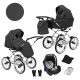 Kunert ROMANTIC Exclusive 3in1 Multifunktions-Retro-Kinderwagen - Dunkelgrau (silberner Rahmen)