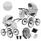 Kunert ROMANTIC Exclusive 3in1 Multifunktions-Retro-Kinderwagen - Hellgraues ECO-Leder (silberner Rahmen)