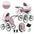 Kunert ROMANTIC Exklusiver 3in1 Multifunktions-Retro-Kinderwagen - Pink ECO Leder (silbernes Gestell)