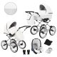 Kunert ROMANTIC Exclusive 3in1 Multifunktionaler 3in1 Retro Kinderwagen - Weißes ECO-Leder (silberner Rahmen)