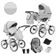 Kunert ROMANTIC 3in1 Multifunktionaler Retro-Kinderwagen - Hellgrau ECO-Leder (graues Gestell)