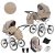 Kunert ROMANTIC 3in1 Multifunktionaler Retro-Kinderwagen - Cappucino ECO Leder (graues Gestell)