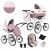 Kunert ROMANTIC 3in1 Multifunktions-Retro-Kinderwagen - Pink ECO Leder (graues Gestell)