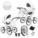 Kunert ROMANTIC 3in1 Multifunktionaler Retro-Kinderwagen - Weißes ECO-Leder (graues Gestell)
