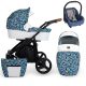 Kunert ROTAX 3in1 multifunktionaler Kinderwagen - Blaues Muster (Tukan Vogel) - schwarzes Gestell