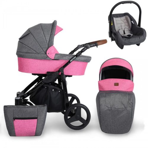 Kunert ROTAX 3in1 multifunktionaler Kinderwagen - Pink/Graphit - schwarzes Gestell