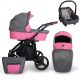 Kunert ROTAX 3in1 multifunktionaler Kinderwagen - Pink/Graphit - schwarzes Gestell