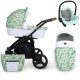 Kunert ROTAX 3in1 multifunktionaler Kinderwagen - Grünes Muster - schwarzes Gestell