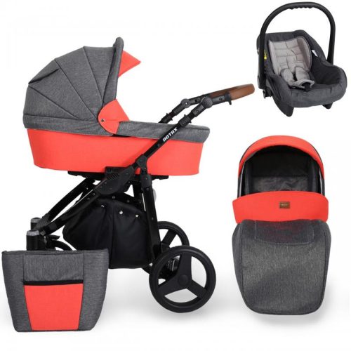 Kunert ROTAX 3in1 Multifunktionskinderwagen - Graphit/Orange gelb - schwarzes Gestell