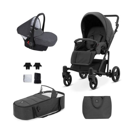 Kunert ROY 3in1 Multifunktionskinderwagen - Graphit - schwarzes Gestell