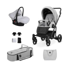   Kunert ROY 3in1 Multifunktionskinderwagen - Hellgrau (Grau) - schwarzes Gestell