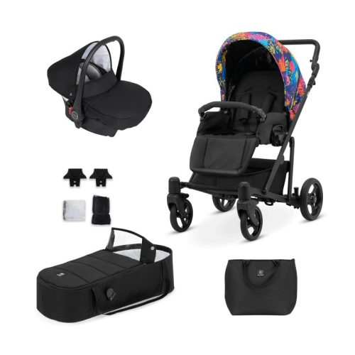 Kunert ROY 3in1 multifunktionaler Kinderwagen - Farbe Blau (Colorfull) - schwarzes Gestell