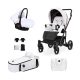 Kunert ROY 3in1 multifunktionaler Kinderwagen - Weiß/Blume - schwarzes Gestell