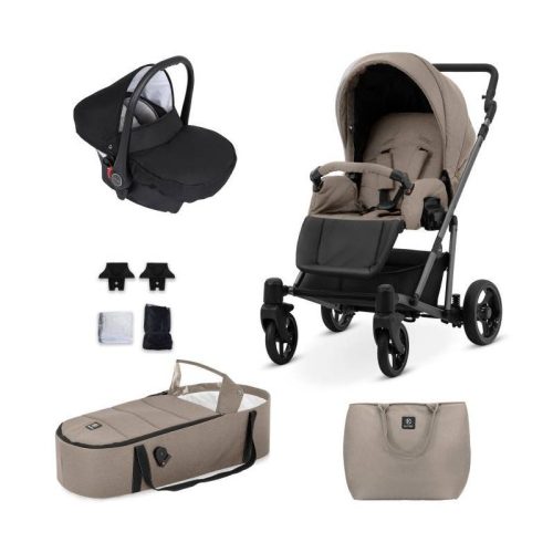 Kunert ROY 3in1 Multifunktionskinderwagen - Beige (Mocca) - graues Gestell