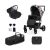 Kunert ROY 3in1 multifunktionaler Kinderwagen - Black/Flower (Black Flowers) - graues Gestell