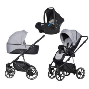 Riko Side 3in1 Multifunktionskinderwagen + Tasche - Grau