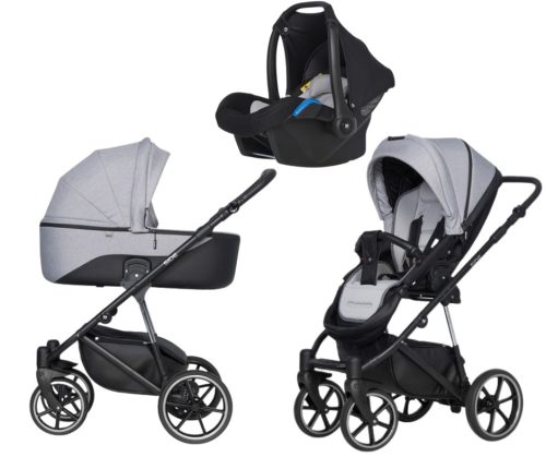 Riko Side 3in1 Multifunktionskinderwagen + Tasche - Grau