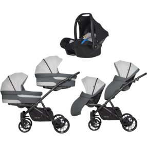 Riko Team 3in1 multifunktionaler Kinderwagen + Tasche -Grau