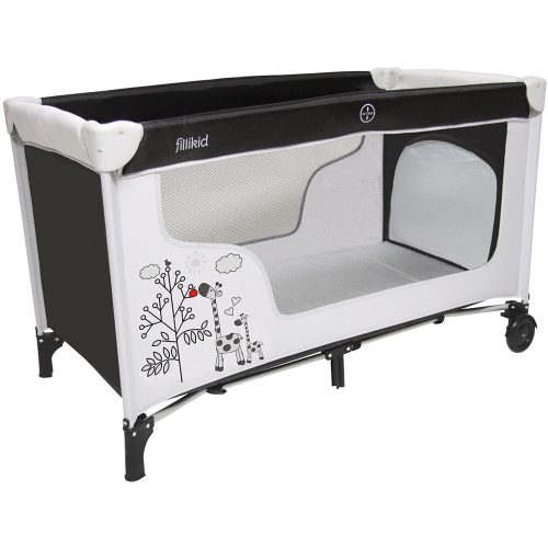 Fillikid Reisebett - Standard - Grau/Schwarz Giraffe
