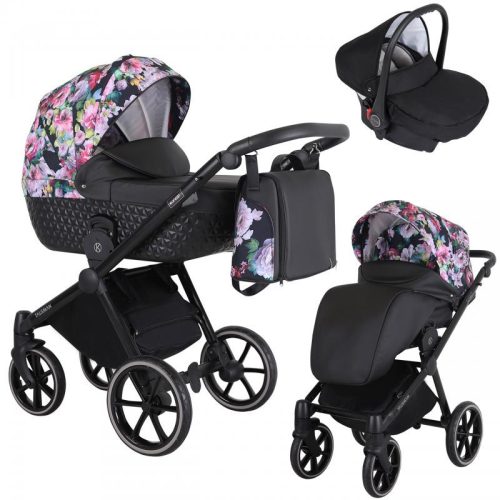Kunert TALISMAN 3in1 Multifunktionskinderwagen - Schwarz/Blume