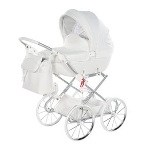 Junama Dolce Mini-Kinderwagen - Weiß (silberner Rahmen)
