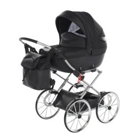 Junama Dolce Mini-Kinderwagen - Schwarz (silberner Rahmen)
