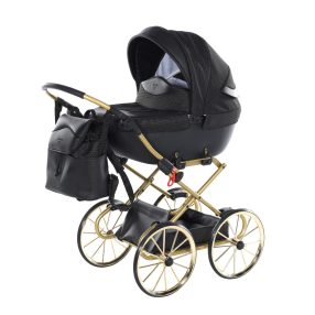 Junama Dolce Mini-Kinderwagen - Schwarz (goldener Rahmen)