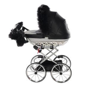 Junama Hand Craft Glitter Mini Kinderwagen - Schwarz/Silber