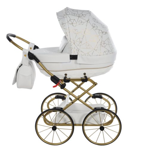 Junama Heart Classic Mini-Kinderwagen - Weiß/Gemustert 
