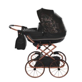 Junama Heart Classic Mini-Kinderwagen - Schwarz/Gemustert 