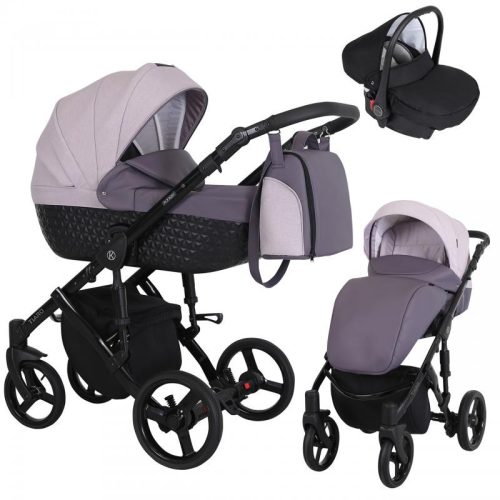 Kunert TIARO 3in1 Multifunktionskinderwagen - Lila (schwarzes Gestell)