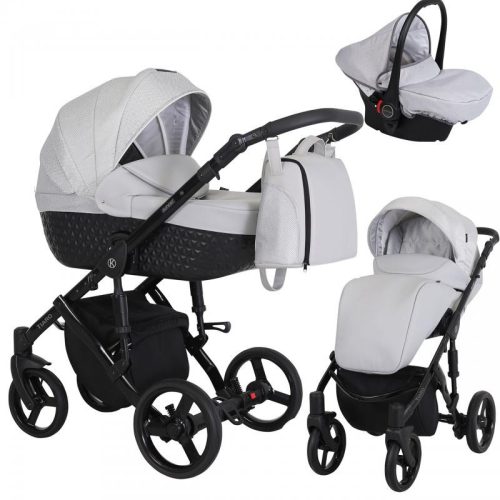 Kunert TIARO 3in1 Multifunktionskinderwagen - Hellgrau (schwarzes Gestell)