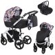 Kunert TIARO 3in1 Multifunktionskinderwagen - Schwarz/blumig (weißes Gestell)