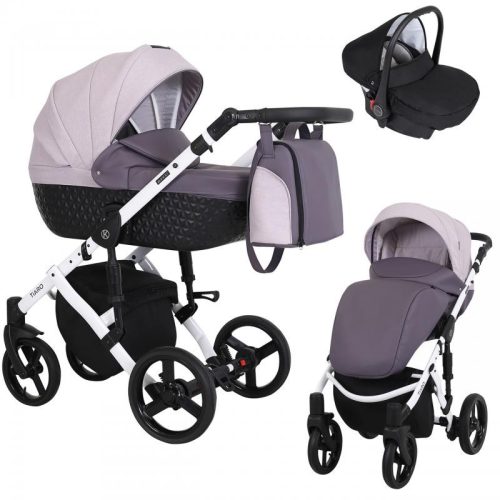 Kunert TIARO 3in1 Multifunktionskinderwagen - Lila (weißes Gestell)