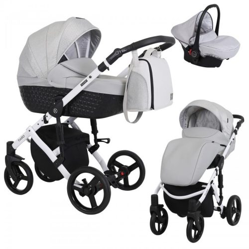 Kunert TIARO 3in1 Multifunktionskinderwagen - Hellgrau (weißes Gestell)