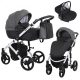 Kunert TIARO 3in1 Multifunktionskinderwagen - Schwarz/Graphit (weißes Gestell)