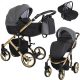 Kunert TIARO Premium 3in1 Multifunktionskinderwagen - Schwarz/Graphit (goldener Rahmen)