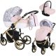 Kunert TIARO Premium 3in1 Multifunktionskinderwagen - Pink/Flower (goldenes Gestell)