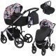 Kunert TIARO Premium 3in1 Multifunktionskinderwagen - Schwarz/Blume (Graphitgestell)